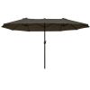 Outsunny Extra Large 15ft Patio Umbrella, Double-Sided Outdoor Umbrella with Crank Handle and Air Vents for Backyard, Deck, Pool, Market, Gray