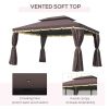 Outsunny 10' x 13' Patio Gazebo, Outdoor Gazebo Canopy Shelter with Netting and Curtains, Aluminum Frame for Garden, Lawn, Backyard and Deck, Coffee