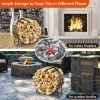 40 Inch Tubular Steel Log Hoop Firewood Storage Rack