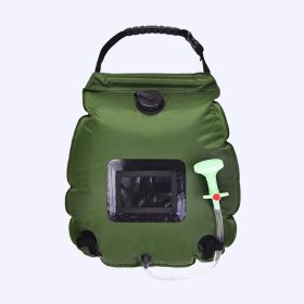 20L Outdoor Bathing Bag Solar Hiking Camping Shower Bag Portable Heating Bathing Water Storage Bag Hose Switchable Shower Head (Color: green)