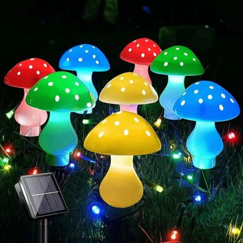 Solar Mushroom Light; Multi-Color Changing LED Outdoor Flowers Garden Courtyard Yard Patio Outside Christmas Holiday Decor